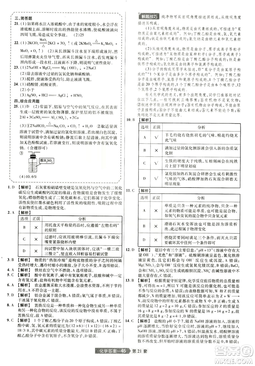 天星文化2019年河南中考45套卷金考卷特快專遞化學參考答案