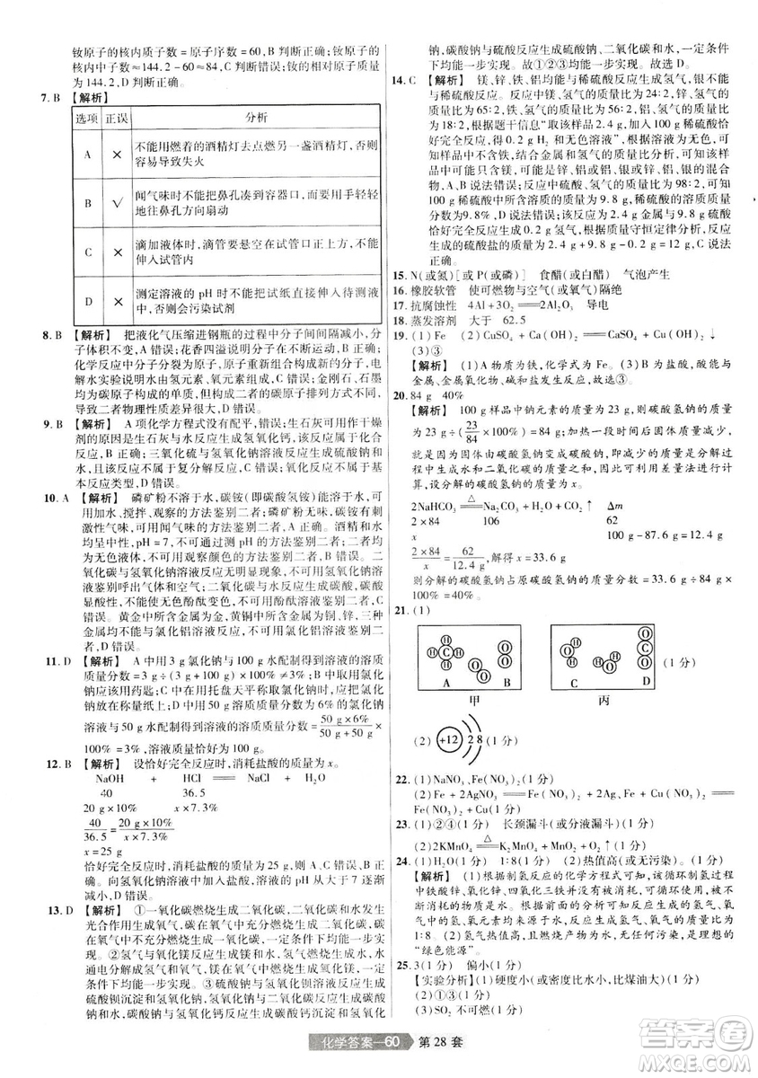 天星文化2019年河南中考45套卷金考卷特快專遞化學參考答案