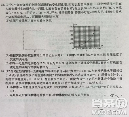 2019年普通高等學(xué)校招生全國(guó)統(tǒng)考沖刺預(yù)測(cè)全國(guó)卷三理綜參考答案