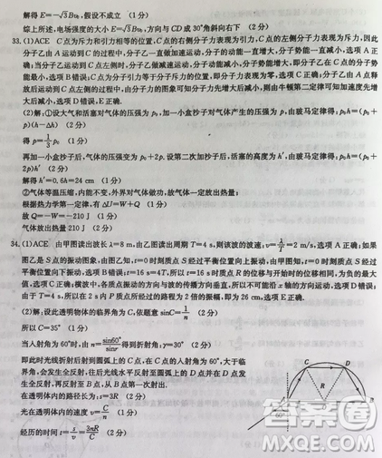 2019年普通高等學(xué)校招生全國(guó)統(tǒng)考沖刺預(yù)測(cè)全國(guó)卷三理綜參考答案