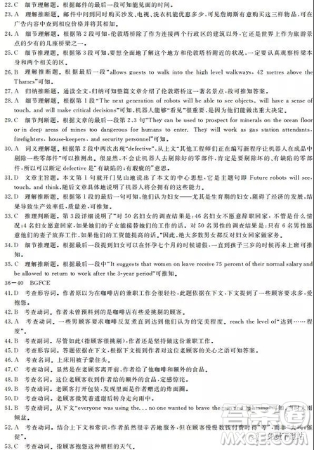 2019年全國100所名校最新高考模擬示范卷英語一、二、三、四、五、六答案