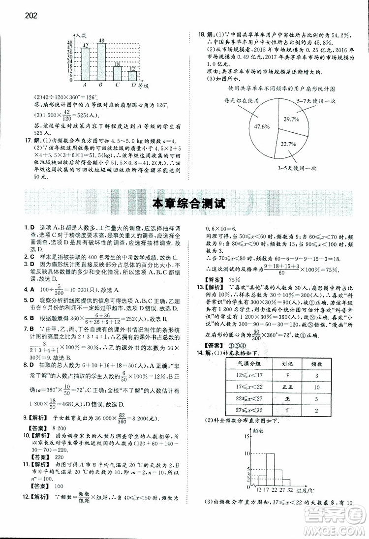 2019年一本初中數(shù)學(xué)七年級同步訓(xùn)練下冊人教版參考答案