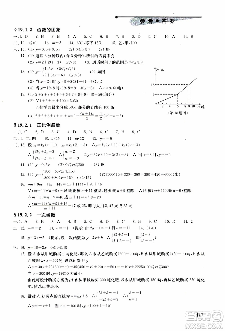 人教版2019年初中數(shù)學(xué)丟分題每節(jié)一練八年級(jí)下冊(cè)參考答案