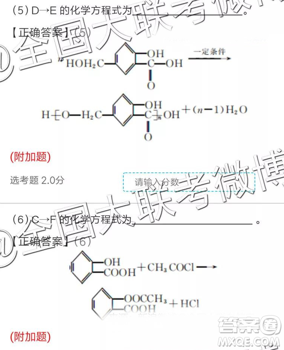 2019年全國普通高中高三四月大聯(lián)考文理綜參考答案