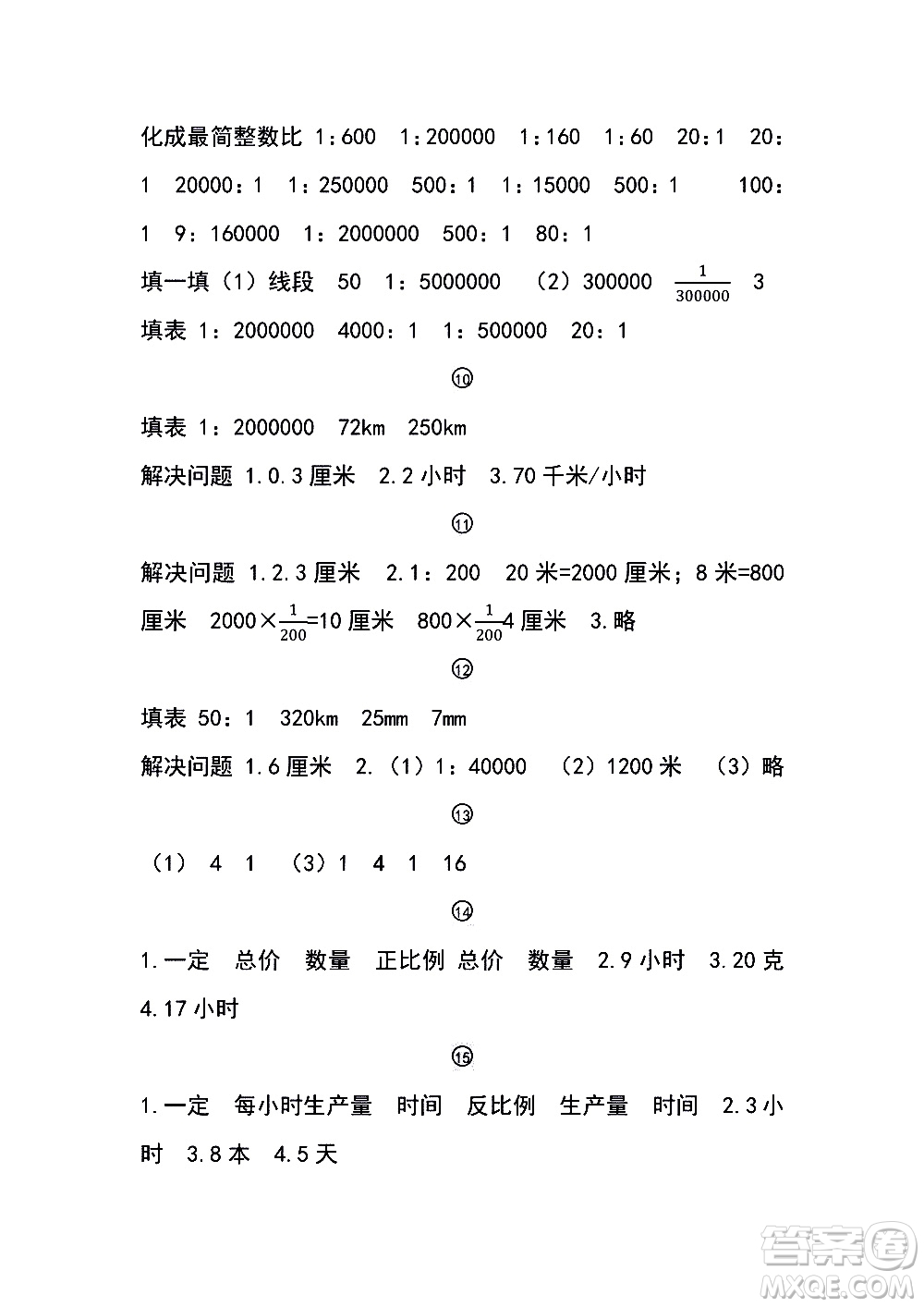 2019浙教版六年級下冊數(shù)學(xué)口算基礎(chǔ)訓(xùn)練參考答案