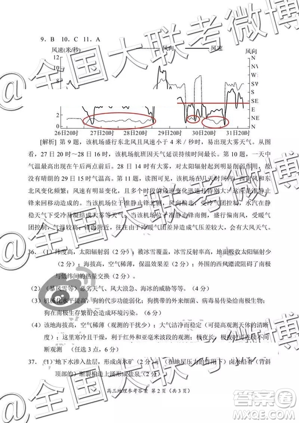 2019年中原名校高三第五次測評文理綜參考答案