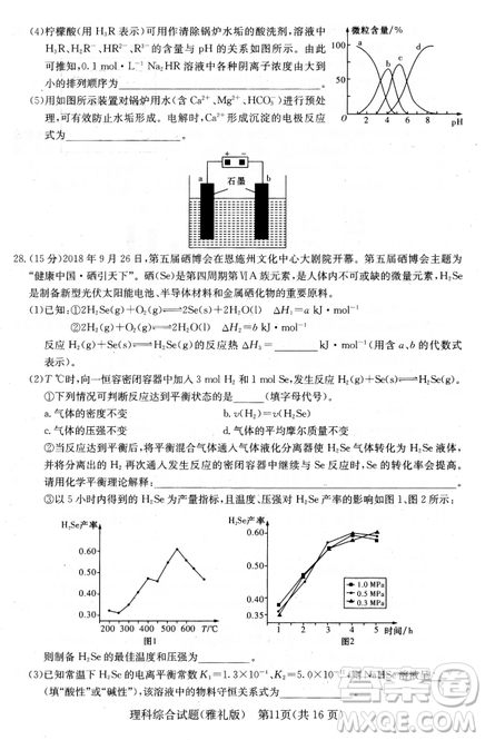 2019年雅禮中學(xué)高三第八次月考文理綜試題及答案