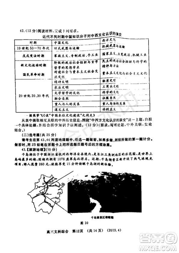 2019年洛陽市高三下學(xué)期尖子生第二次聯(lián)考文理綜試題及答案