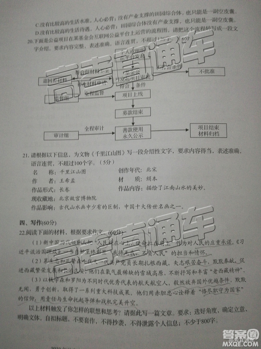 2019年汕頭二模語文試題及參考答案