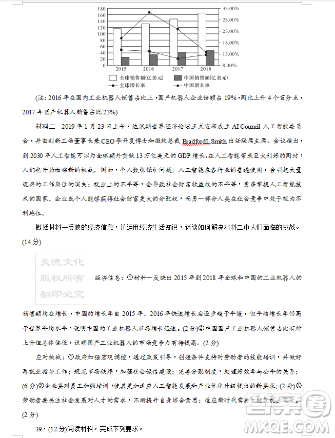 2019年炎德大聯(lián)考湖南師大附中高三月考試卷七文理綜試題及答案