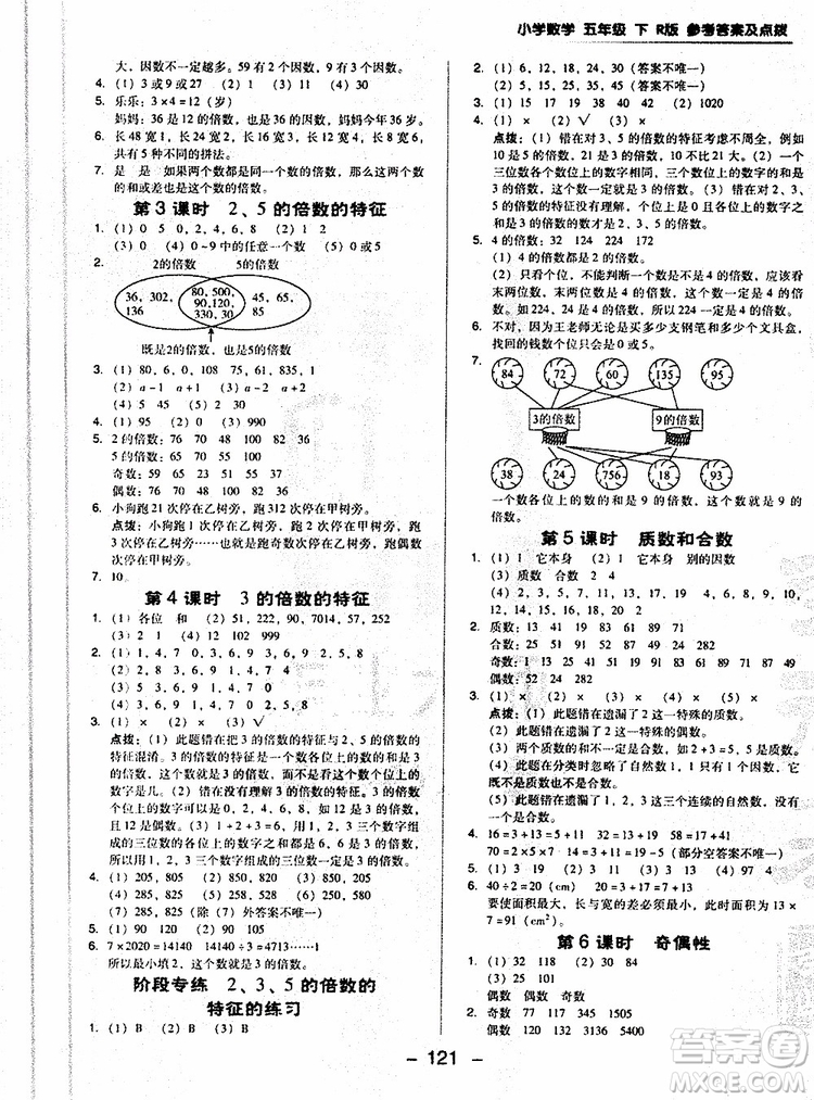 2019人教版R版典中點五年級數(shù)學下冊綜合應用創(chuàng)新題福建專用參考答案