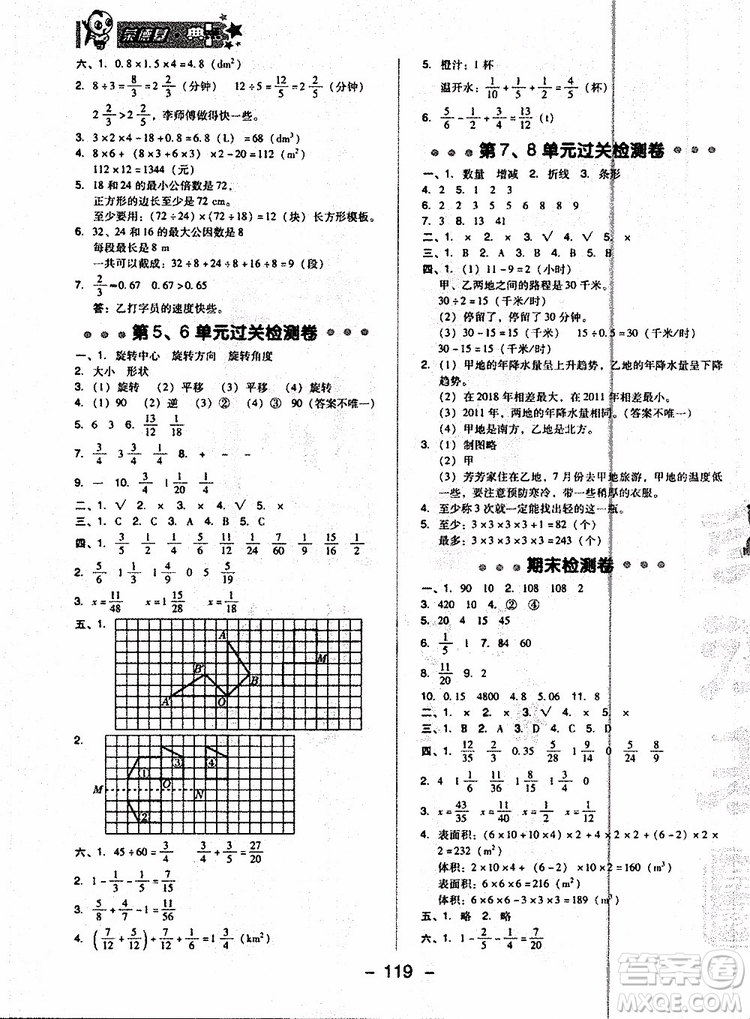 2019人教版R版典中點五年級數(shù)學下冊綜合應用創(chuàng)新題福建專用參考答案