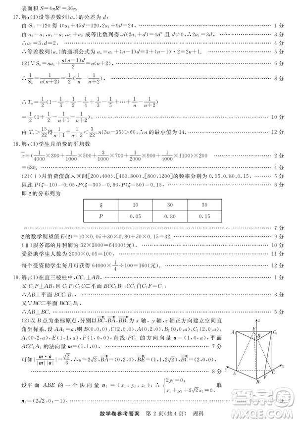 2019哈三中高三第三次模擬考試文理數(shù)試題及答案