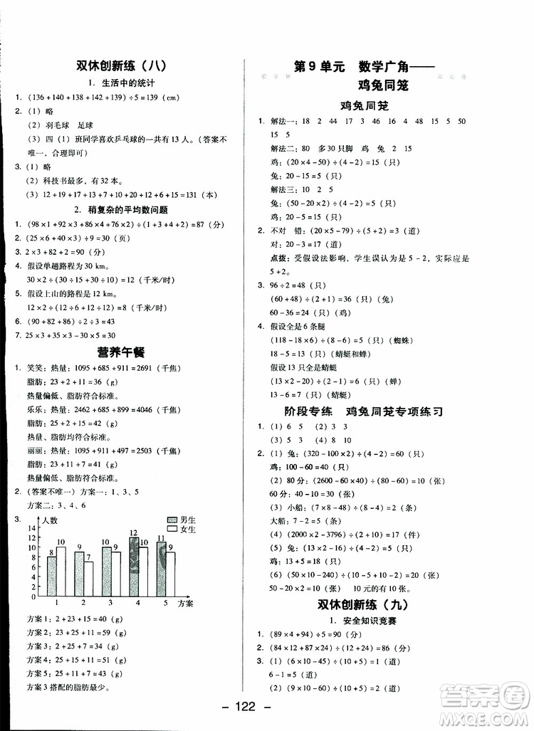 2019春榮德基典中點(diǎn)四年級(jí)數(shù)學(xué)下冊(cè)人教RJ版參考答案