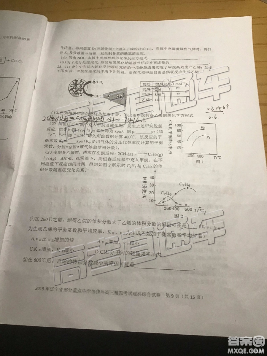 2019年遼寧省部分重點(diǎn)中學(xué)協(xié)作體高三模擬考試文理綜試題及參考答案