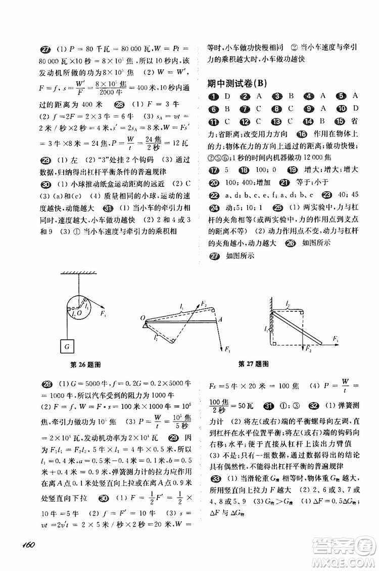 2019年華東師大版一課一練八年級(jí)物理第二學(xué)期參考答案