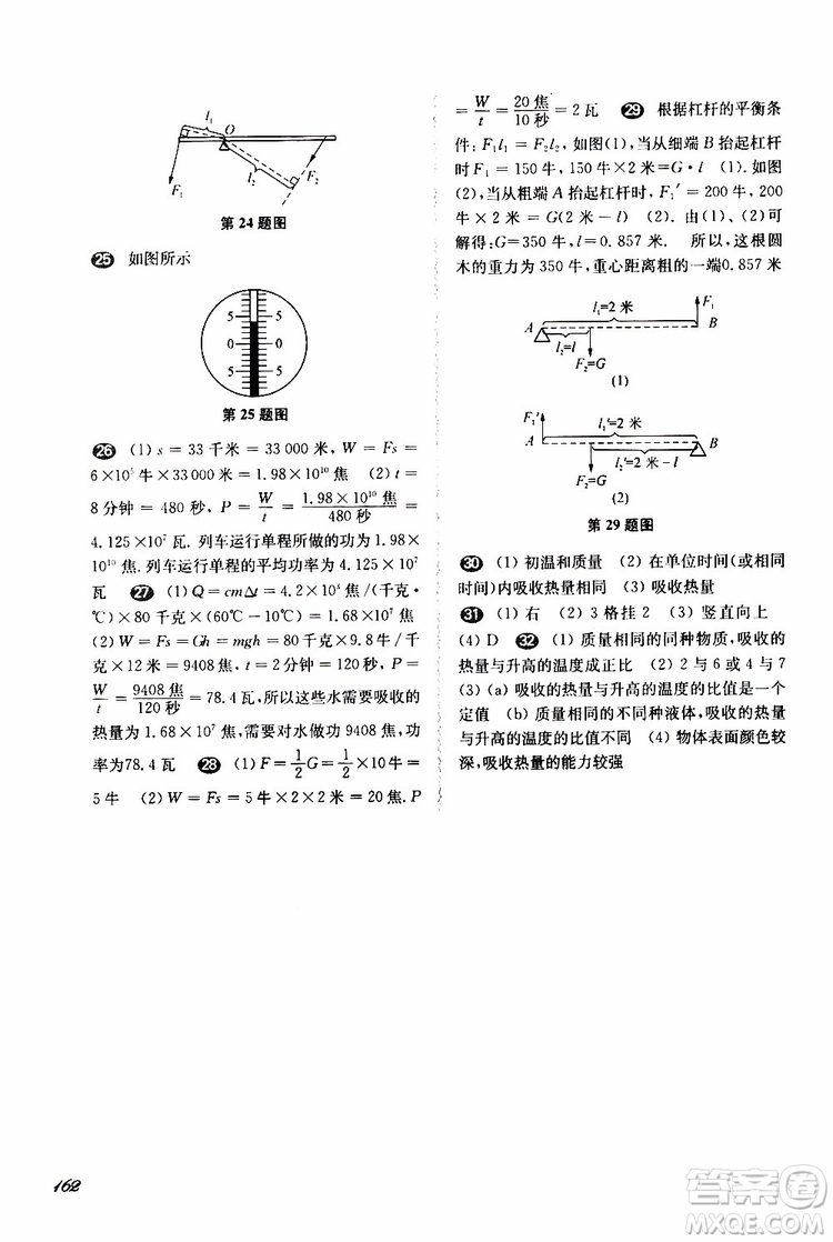 2019年華東師大版一課一練八年級(jí)物理第二學(xué)期參考答案