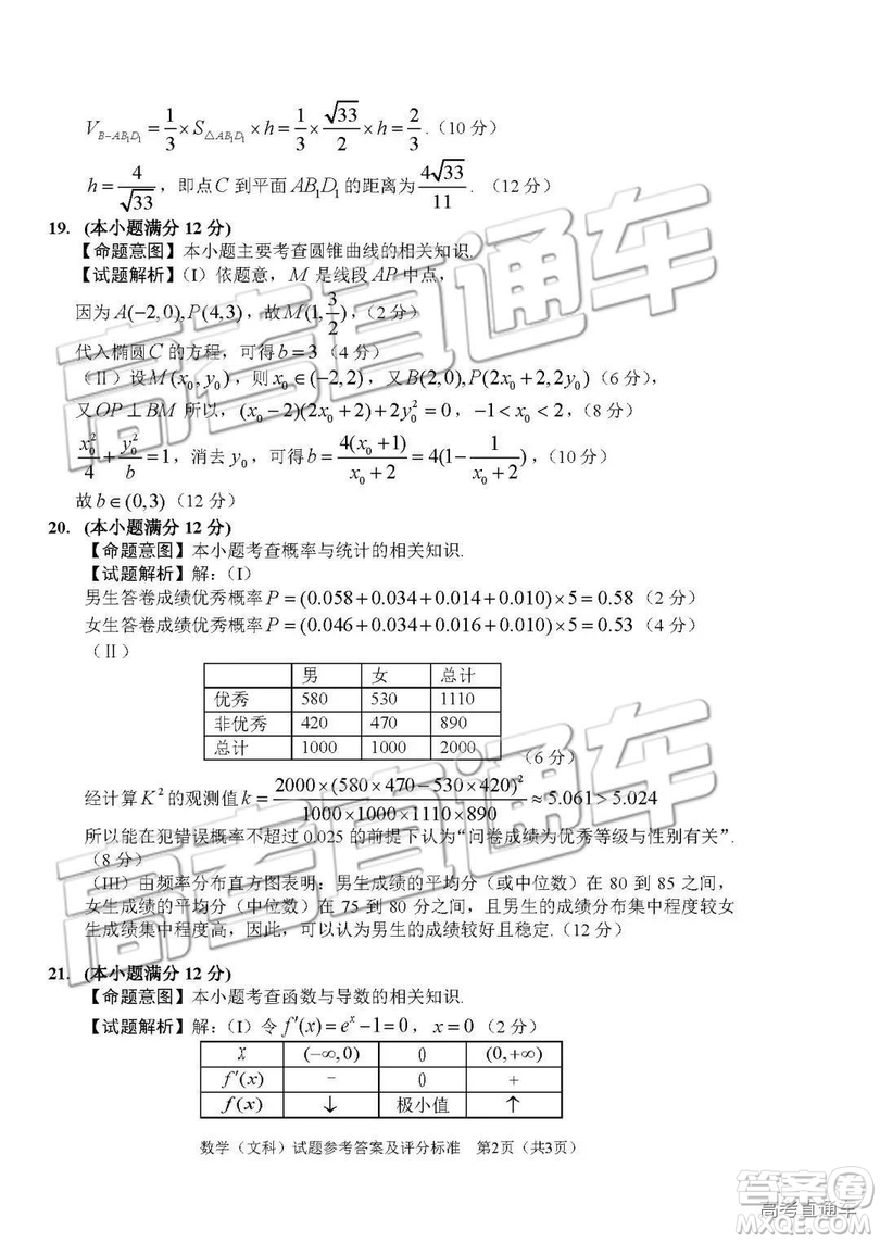 2019年長(zhǎng)春四模文理數(shù)試題及參考答案