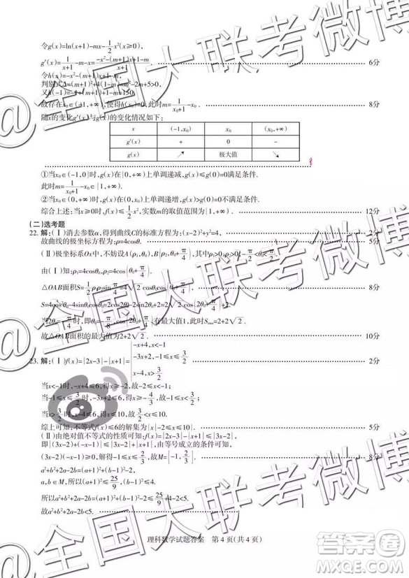 2019年山西三模文理數(shù)參考答案