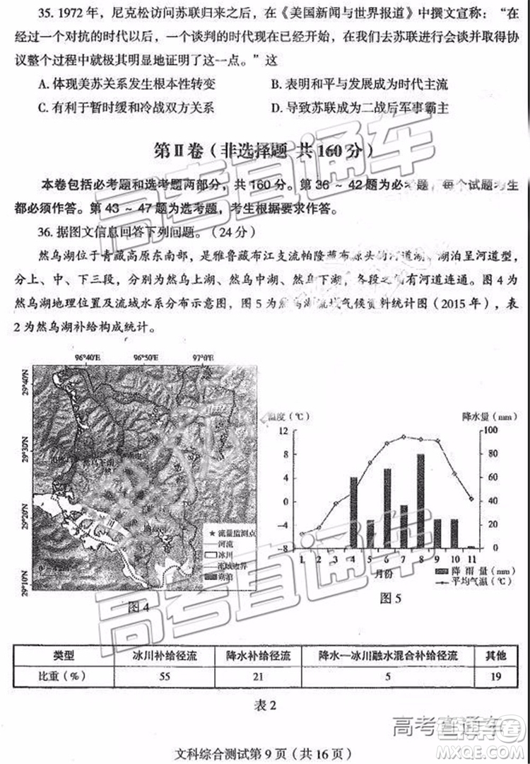 2019年東北三省四市二模文理綜試題及參考答案