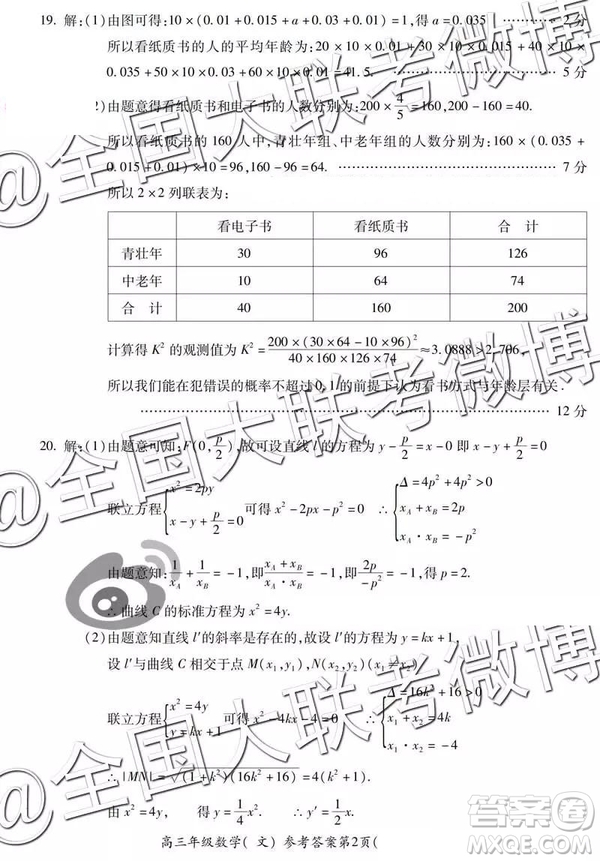 2019年5月蕪湖二模文數(shù)參考答案