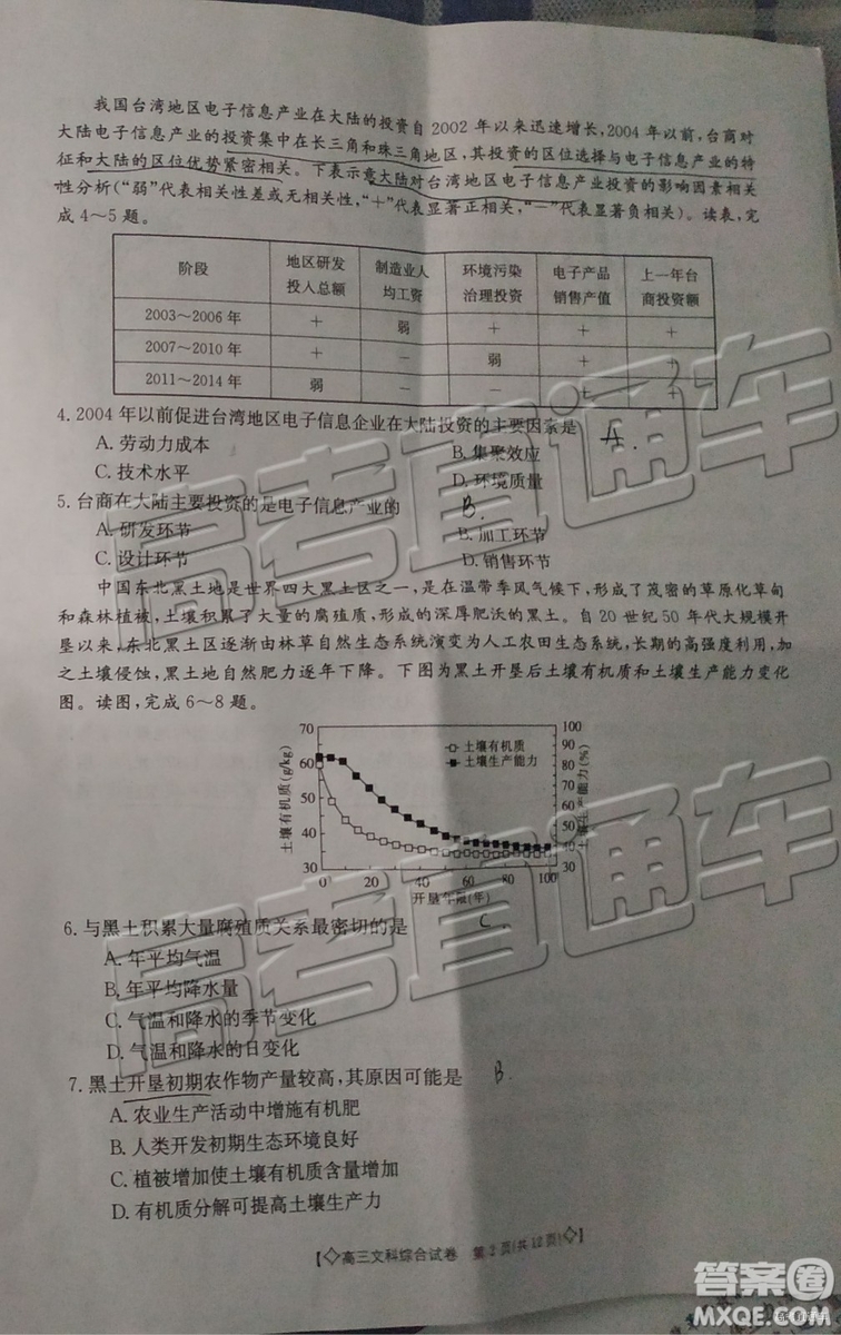 2019年5月甘青寧聯(lián)考文綜試題及參考答案