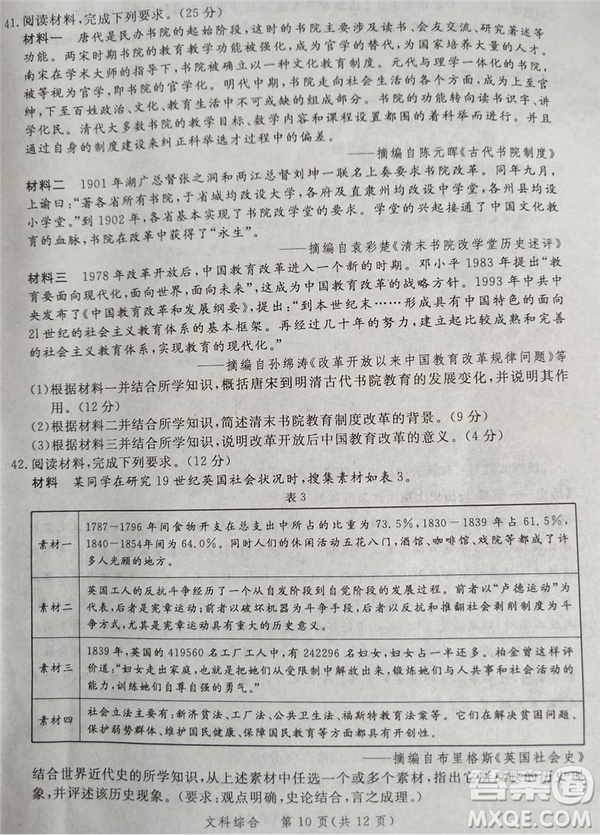 2019年5月河南省八市重點(diǎn)高中聯(lián)盟領(lǐng)軍考試文綜試題及答案