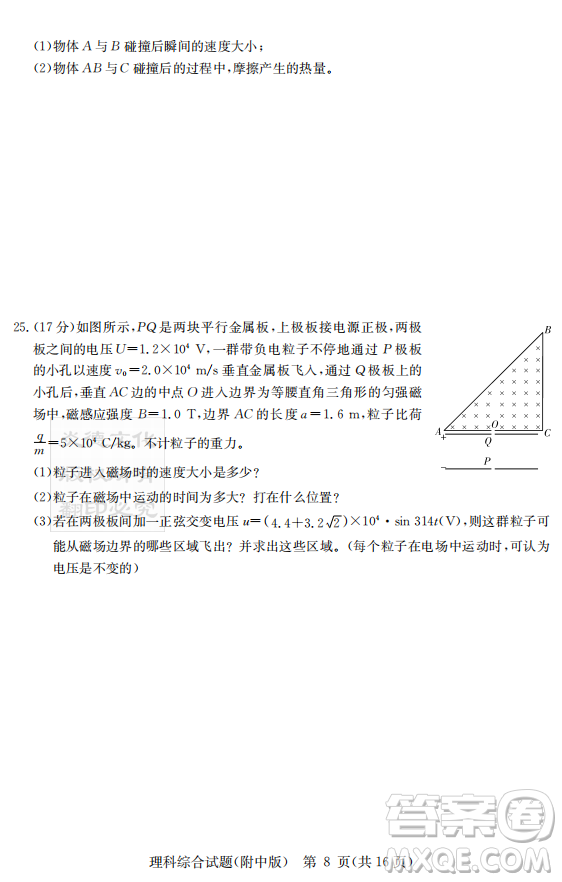 2019年炎德英才大聯(lián)考湖南師大附中高考模擬卷二文理綜試卷及答案