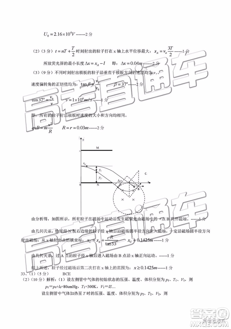 2019年濟南二模文理綜試題及參考答案