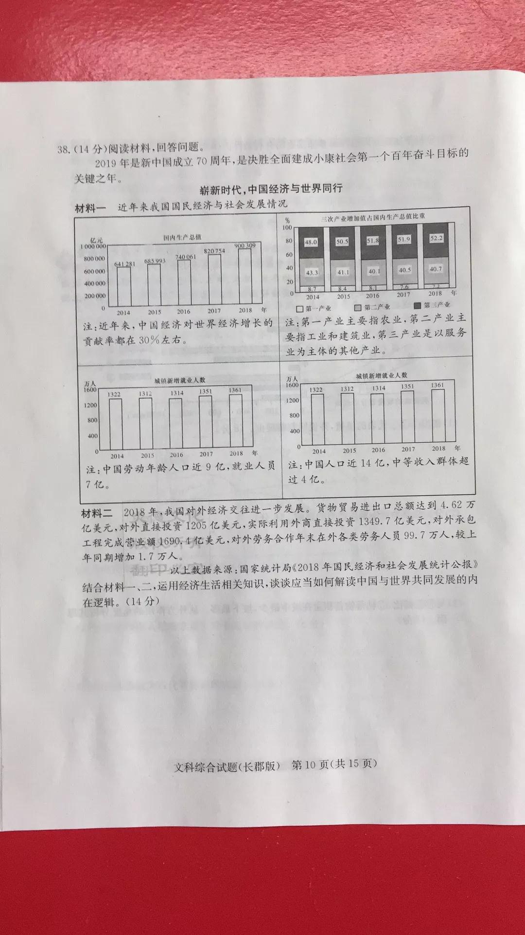 炎德英才大聯(lián)考長(zhǎng)郡中學(xué)2019屆高考模擬卷一文科綜合試題及答案