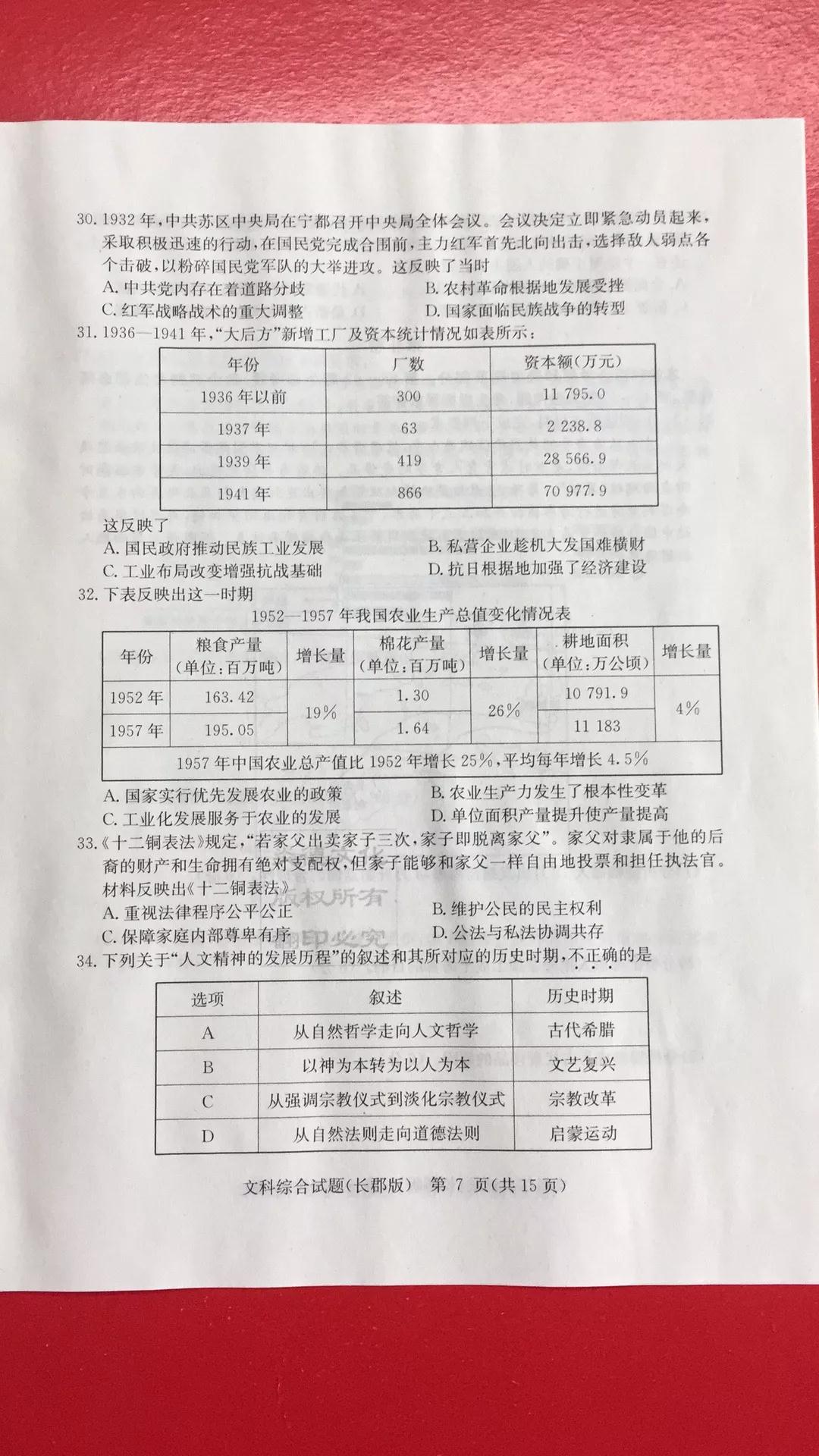 炎德英才大聯(lián)考長(zhǎng)郡中學(xué)2019屆高考模擬卷一文科綜合試題及答案