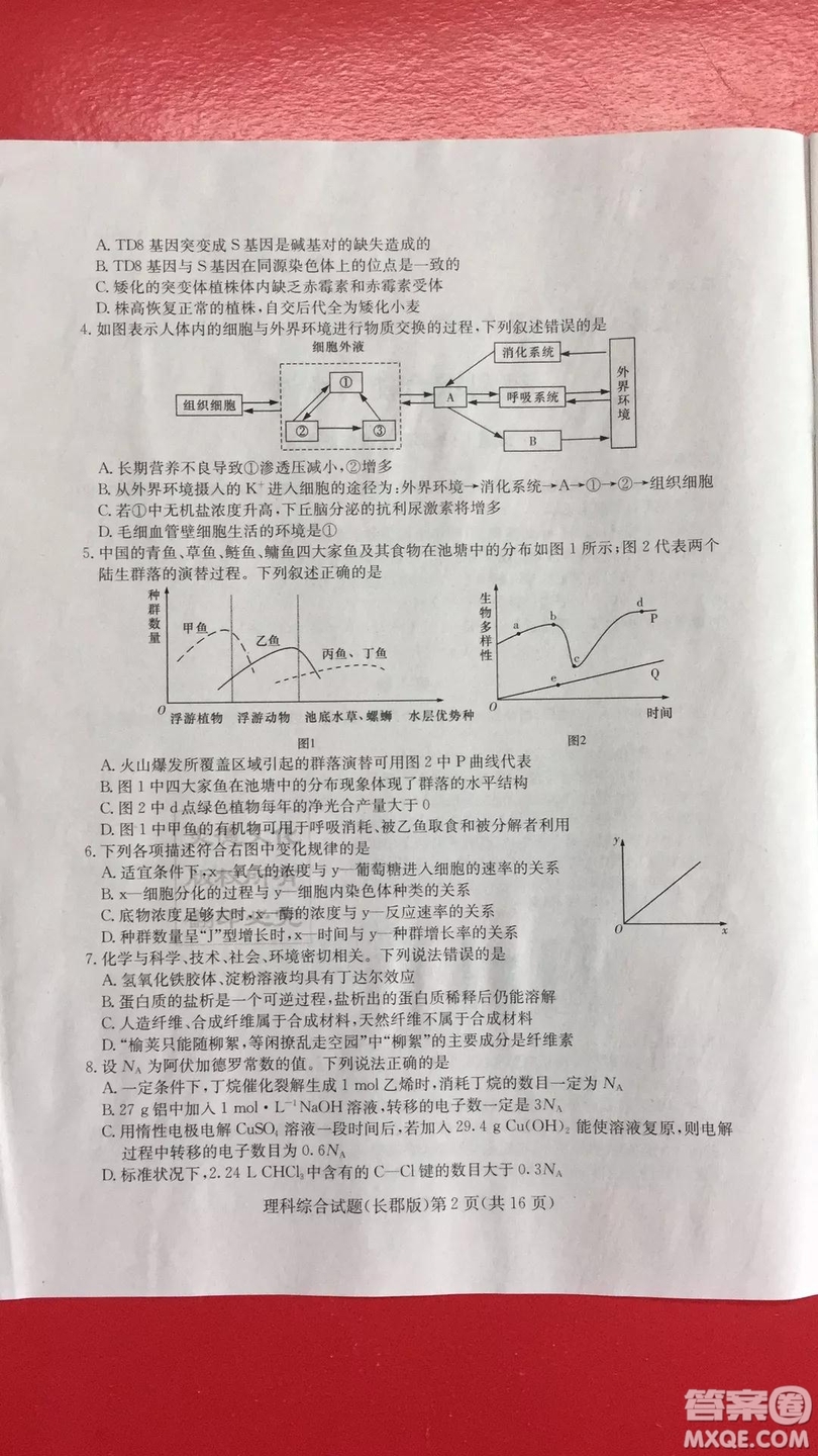 炎德英才大聯(lián)考長郡中學(xué)2019屆高考模擬卷一理科綜合試題及答案