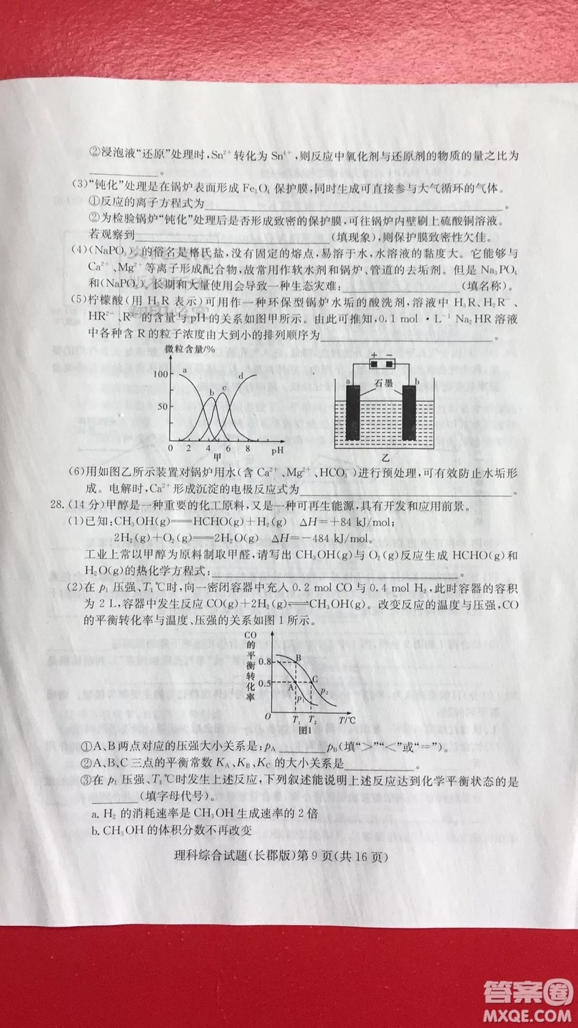 炎德英才大聯(lián)考長郡中學(xué)2019屆高考模擬卷一理科綜合試題及答案