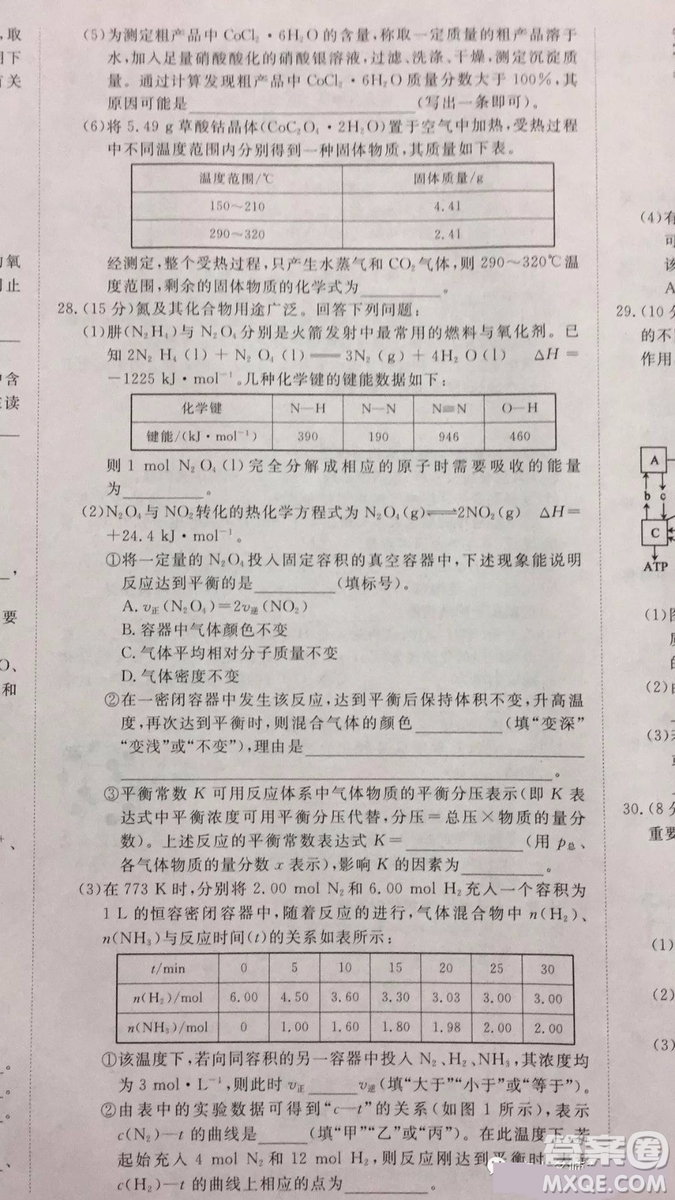 2019年普通高等學(xué)校招生全國統(tǒng)一考試沖刺預(yù)測卷四理科綜合試題及答案