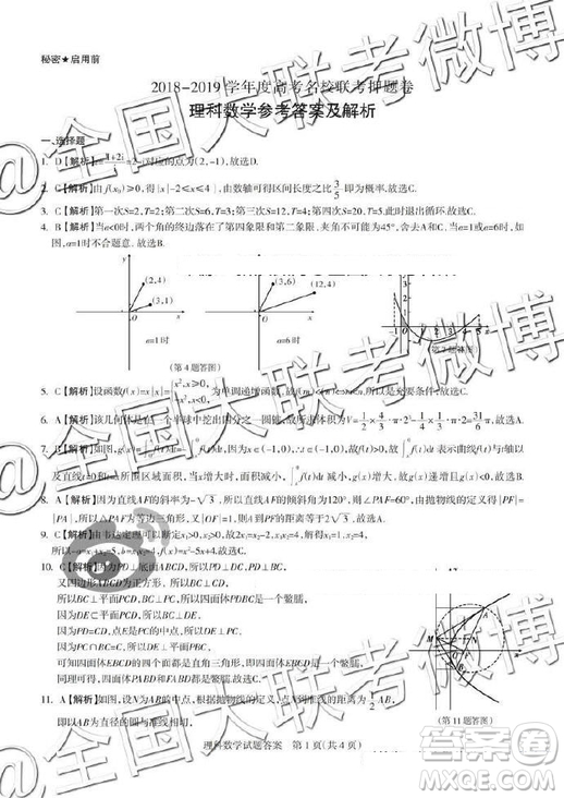 2019年5月山西省名校聯(lián)考押題卷文理數(shù)答案