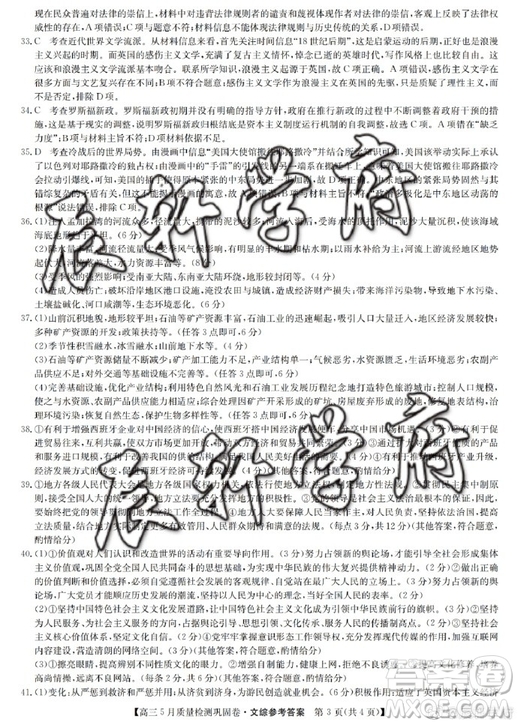 2019年九師聯(lián)盟高三5月質(zhì)量檢測鞏固卷文綜試題及答案