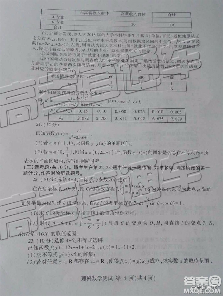 2019年臨沂三模文理數(shù)試題及參考答案