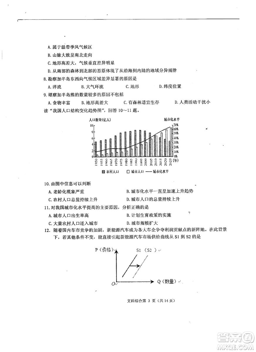 2019年河南省八市重點(diǎn)高中聯(lián)盟領(lǐng)軍考試第五次測評文理綜試題及答案