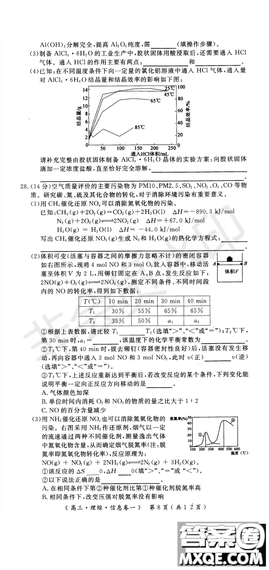 2019年學(xué)海園大聯(lián)考信息卷一理綜試題及答案