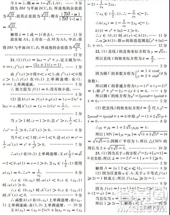 2019年陜西省高三年級第五次聯(lián)考理數(shù)試題及答案