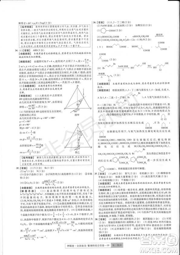 2019年高考最后一卷第一-七模擬理綜試題及答案