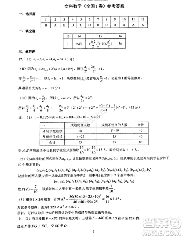 2019年贏鼎教育高考終極預(yù)測(cè)卷全國(guó)I卷文科數(shù)學(xué)試題及答案