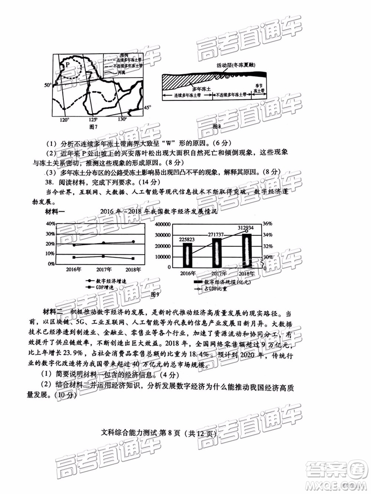 2019年濰坊菏澤三模文綜試題及參考答案