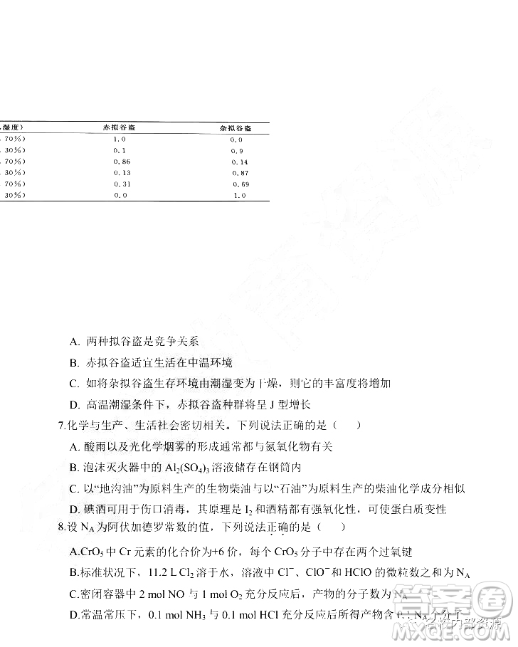 2019年大慶實(shí)驗(yàn)高三得分訓(xùn)練三理科綜合試題及答案