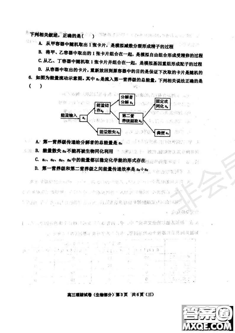 2019年天津河西三調(diào)理綜試題及答案