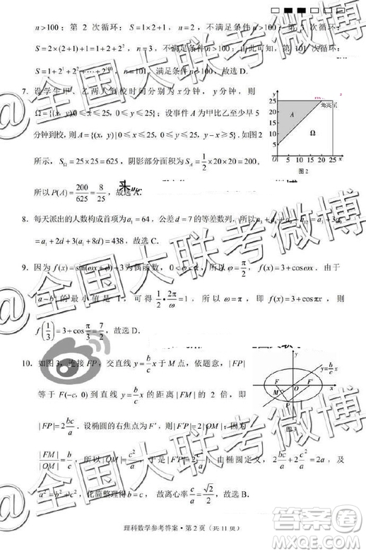 2019年云南師大附中第九次月考文理數(shù)答案