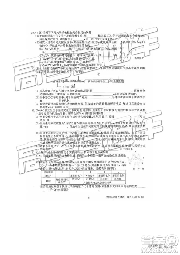 2019年合肥一中沖刺高考最后一卷理綜參考答案