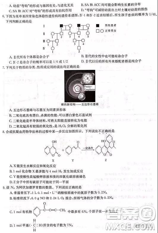 2019年河南省名校聯(lián)盟沖刺壓軸卷五理綜試題及答案