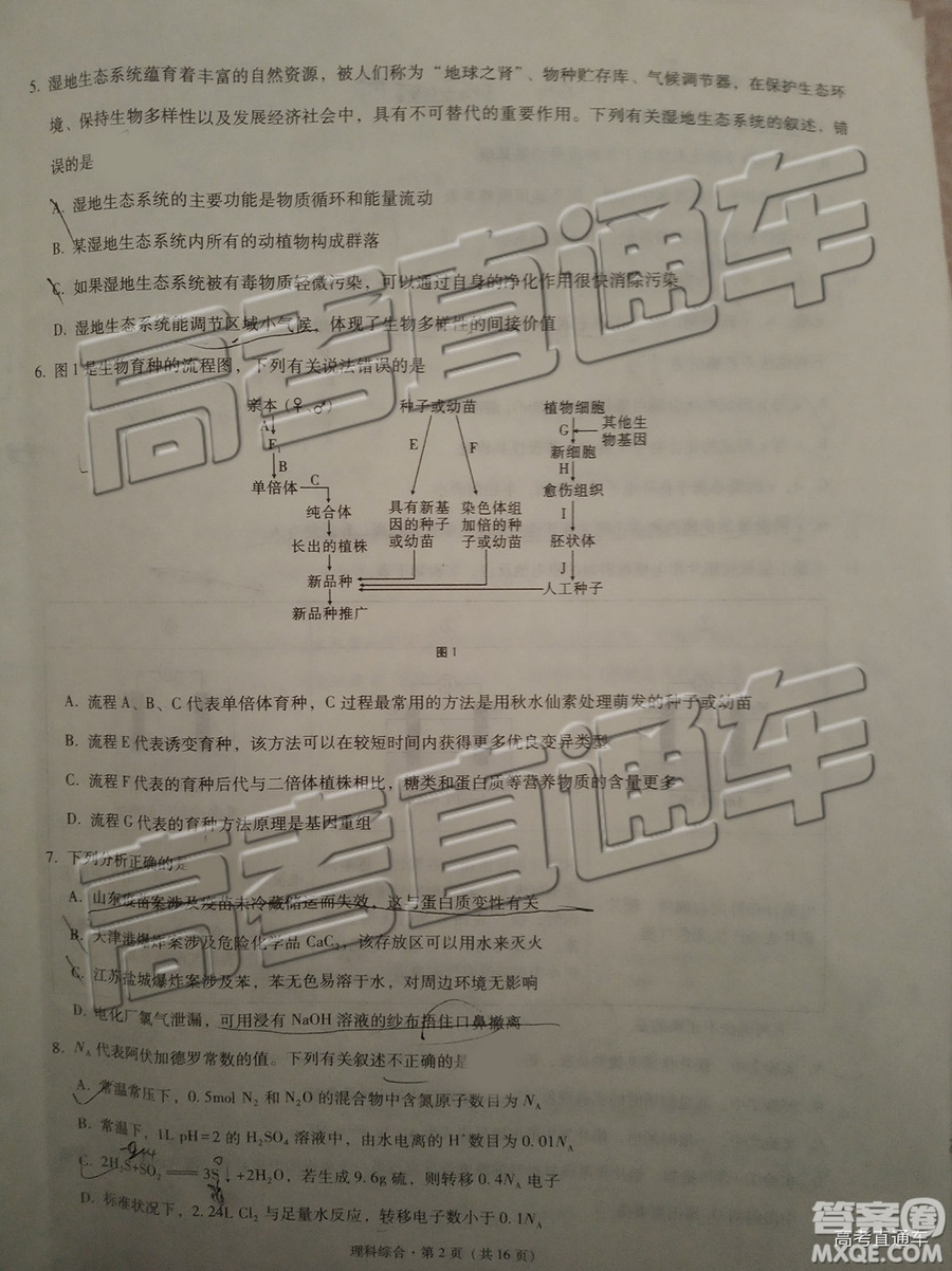 2019昆十中云天化中學聯(lián)合質量檢測七理綜試題及參考答案