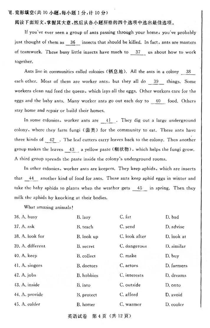 2019年河北省初中畢業(yè)班升學文化課模擬考試二英語試題及答案